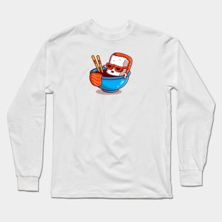 Cute Salmon Sushi In The Shoyu Sauce Cartoon Long Sleeve T-Shirt